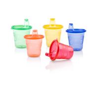Nuby ID91121A Pick Nick Drinking Cup Set With 6 Cups And 6 Lids 210ml, Assorted Colors