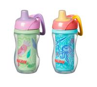 Nuby Insulated Sipper Cup - Toddler Beaker with Removeable Valve | Spill-Proof | 270ml / 9oz | Suitable from 12 Months | Pack of 2 (Birds)