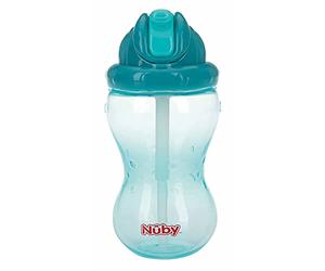 Nuby - Leak-Proof No-Spill Flip-It Straw Cup - Drinking Cup for Children - Aqua - 360 ml - 12M+ Months