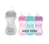 Nuby Mini Gripper No-Spill Baby Sippy Cups with Soft Spout - (3 Pack) 6 oz - 6+ Months - Pink/Purple/Aqua