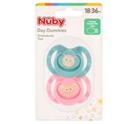 Nuby Mixed Colour Day Soothers 18-36 Month 2pk