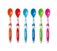 Nuby Muncheez Colourful Soft Tip Silicone Weaning Spoons, 6-Pack, 4M+ | Easy Grip to Promote Hand-Eye Coordination, Dishwasher Safe, Gentle on Gums to Assist Baby-Led Weaning