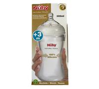 NUBY NATURAL TOUCH 300ML BABYS MILK BOTTLE 100% SILICONE +3M MEDIUM FLOW NEW