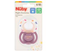 Nuby Night Dummies Orthodontic Soothers 6-18 Months 2 Pack