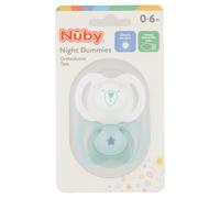 Nuby Night Dummies Orthodontic Teat 0-6 Months 2 Pack