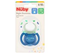 Nuby Night Dummies Orthodontic Teat 6-18 Months 2 Pack White/Blue