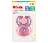 Nuby Night Girl Soothers 18-36 Month 2pk
