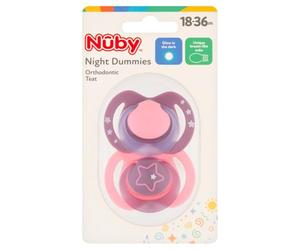Nuby Night Girl Soothers 18-36 Month 2pk