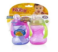 Nuby No Spill Clik-It Cup, 4 Months Plus, Pink/Purple