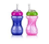 Nuby No-Spill Cup with Flex Straw, 10 Ounce, Pink and Purple