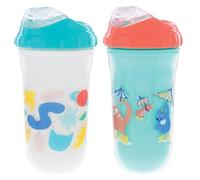 Nuby No-Spill Insulated Cool Sipper, 9 Ounce (Pack of 2), White & Aqua