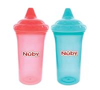 Nuby No-Spill Sippy Cup Cup with Dual-Flo Valve (Coral/Aqua)