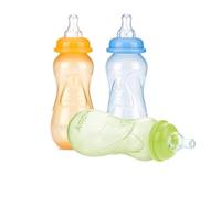 Nuby Non-Drip Standard Neck Bottles, 10 Ounce, Colors May Vary, 3 Count (Pack of 1)