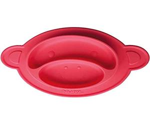 Nuby - Non-Slip/Absorbent Silicone Learning Plate - Children's Plates/Baby Plates - Monkey - Red - 9+ Months