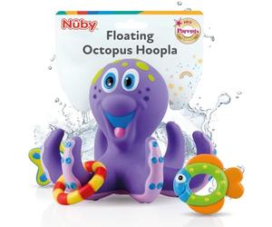 Nuby Octopus Floating Bath Toy - Sensory Development | 3 Rings Included | Colourful