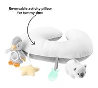 Nuby Penguin Tummy Time Pillow For Babies Grey And White Plush Nursery