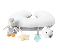 Nuby Penguin Tummy Time Pillow For Babies, Grey And White Plush Nursery Accessor