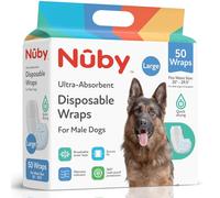 Nuby Pets Disposable Male Dog Wraps with Wetness Indicator, Absorbent & Leak-Resistant Belly Bands for Male Dogs, Large (25-29.5” Waist), 50 Count