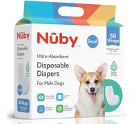 Nuby Pets Disposable Male Dog Wraps with Wetness Indicator, Absorbent & Leak-Resistant Belly Bands for Male Dogs, Small (12-19" Waist), 50 Count