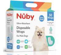 Nuby Pets Disposable Male Dog Wraps with Wetness Indicator, Absorbent & Leak-Resistant Belly Bands for Male Dogs, XSmall (6-13” Waist), 50 Count