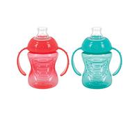 Nuby Plastic 2-Pack Two-Handle No-Spill Super Spout Grip N' Sip Cups, 8 Ounce, Pink and Purple