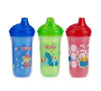 Nuby Plastic Insulated No Spill Easy Sip Cup with Vari-Flo Valve Hard Spout, Boy, 9 Oz, 3 Count