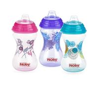 Nuby Polypropylene 3pk No Spill Pinpoint Soft Spout Clik-It, Girl, 10 Oz