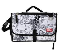 Nuby Portable Baby Changing Pad Station, Quick Wipe Clean Changing Mat with Built-in Pillow, Animal Faces Print