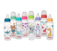 Nuby Printed Non-Drip Bottle, 1 Pack of 1 Bottle, 8 Ounce, Colors May Vary