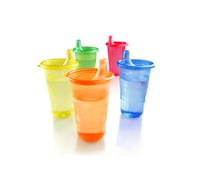 Nuby Reusable Cups with Lids, 10 Ounce, 6 Pack, Colors May Vary