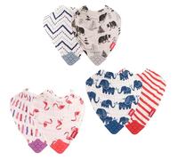 Nuby Reversible Teething Bib 100% Natural Cotton Muslin 2 Piece (Colours and Prints May Vary)