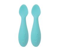 Nuby Silicone Mini Spoons - (2-Pack) Baby-Led Weaning Spoons for Babies - 4+ Months - Aqua