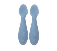 Nuby Silicone Mini Spoons - (2-Pack) Baby-Led Weaning Spoons for Babies - 4+ Months - Blue