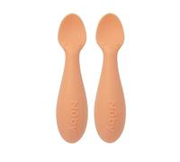 Nuby Silicone Mini Spoons - (2-Pack) Baby-Led Weaning Spoons for Babies - 4+ Months - Orange