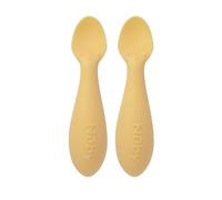 Nuby Silicone Mini Spoons - (2-Pack) Baby-Led Weaning Spoons for Babies - 4+ Months - Yellow