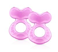 Nuby Silicone TeeThe-EEZ Teether with Bristles Includes Hygienic Case Pink (Count of 2)