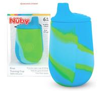 Nuby Silicone Tie-dye First Training Cup with Free Flow Soft Spout - 6oz, 6+ Months, Blue/Green