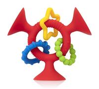 Nuby Silly Three Prong Interactive Suction Toy with Colorful Rings, Red