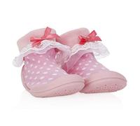 Nuby Snekz Rubber Sole First Walking Socks - Pink Polka Dot, Large, 22-30 Months