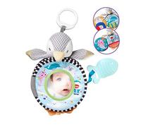 Nuby Soft Plush Baby Pram Toy, Sensory Story Book with Mirror, 0M+, Grey