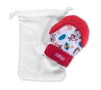Nuby Soothing Teething Mitten with Hygienic Travel Bag Red Monkey 1 Count (Pack of 1)