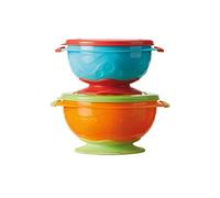 Nuby Stackable Suction Bowls – Air-Tight Seal Lid, Suction Base, Dishwasher Safe – Pack of 2