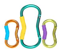 Nuby Stroller Hooks: 3pk, Green/Multi Color, Includes 1 Large & 2 Small Carabiner Hooks for Organizing Essentials