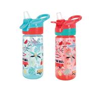 Nuby Super Quench Free-Flow Water Bottle, 2-Pack, 540ml, 18M+, Tropical | Spill Proof Active Toddler Sippy Cup with Carry Handle, Dishwasher Safe, One Click Lid & Silicone Spout for Easy Transition