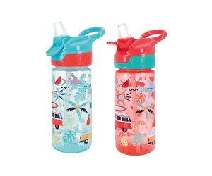 Nuby Super Quench Free-Flow Water Bottle, 2-Pack, 540ml, 18M+, Tropical | Spill Proof Active Toddler Sippy Cup with Carry Handle, Dishwasher Safe, One Click Lid & Silicone Spout for Easy Transition