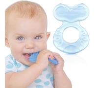 Nuby Teethe-EEZ Soft Silicone Teether with Small Bristles | Hygienic Case Included | Blue | Suitable from 0 Months