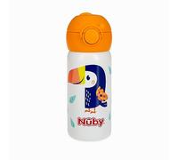 Nuby Thirsty Kids No Spill Flip-It Active Stainless Steel Travel Cup, 14 Oz, Toucan