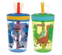 Nuby Thirsty Kids Super Sipper - 14 oz Spill Proof Toddler Tumbler with 360° Silicone Valve & Rotating Straw, Leak Resistant, Durable, Easy Clean Design, Pack