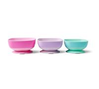 Nuby Toddler Suction Bowls - Baby Weaning Bowls with Easy Release Tab | Stackable Bowls | Baby Weaning Bowls | Pack of 3 (Girl)
