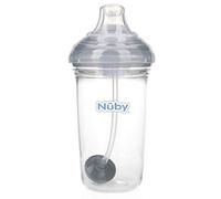 Nuby Tritan No-Spill Trainer Cup with Silicone Spout & 360 Weighted Straw with Hygienic Cover
